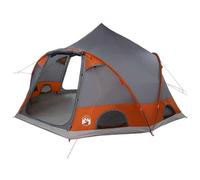 Qnhdfrt 4-Person Dome Camping Tent, Gray and Orange