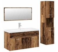 Qnhdfrt 4-Piece Bathroom Vanity Set, Engineered Wood, Old Wood
