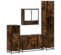 Qnhdfrt 4-Piece Bathroom Vanity Set with Mirror, Smoked Oak Wood & Metal