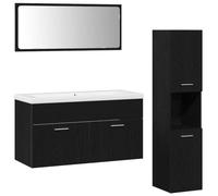 Qnhdfrt 4-Piece Black Oak Engineered Wood Bathroom Furniture Set