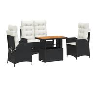 Qnhdfrt 4-Piece Black Rattan Patio Furniture Set with Lift-Top Table
