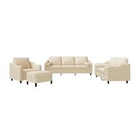 Qnhdfrt 4-Piece Cream Polyester Modular Sofa Set