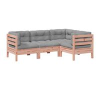 Qnhdfrt 4-Piece Douglas Fir Wood Outdoor Sofa Set with Cushions