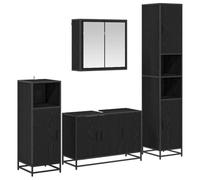 Qnhdfrt 4-Piece Engineered Wood Bathroom Furniture Set, Black Oak