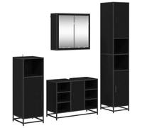 Qnhdfrt 4-Piece Engineered Wood Bathroom Furniture Set, Black Oak