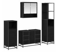 Qnhdfrt 4-Piece Engineered Wood Bathroom Furniture Set, Black Oak