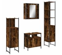 Qnhdfrt 4-Piece Engineered Wood Bathroom Furniture Set, Smoked Oak