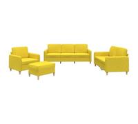 Qnhdfrt 4-Piece Fabric Modular Sofa Set with Ottoman, Light Yellow