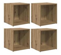 Qnhdfrt 4-Piece Floating TV Cabinet Set, Engineered Wood Artisan Oak