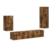 Qnhdfrt 4-Piece Floating TV Stand Set, Engineered Wood, Smoked Oak