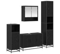Qnhdfrt 4-Piece Floating Wood Bathroom Vanity Set, Black Oak