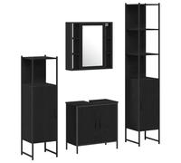 Qnhdfrt 4-Piece Matte Black Wall-Mounted Bathroom Vanity Set