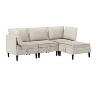 Qnhdfrt 4-Piece Modular Sofa Set with Ottoman, Oat Ecru Upholstered Fabric