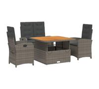 Qnhdfrt 4-Piece Reclining Wicker Patio Set with Lift-Top Table, Grey