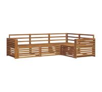 Qnhdfrt 4-Piece Solid Acacia Wood Outdoor Modular Sofa Set, Natural