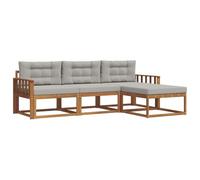 Qnhdfrt 4-Piece Solid Acacia Wood Outdoor Sectional Sofa Set