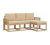 Qnhdfrt 4-Piece Solid Acacia Wood Patio Sofa Set