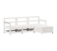 Qnhdfrt 4-Piece Solid Pine Wood Modular Patio Sofa Set, White
