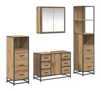 Qnhdfrt 4-Piece Wall-Mount Bathroom Vanity Set with Mirror, Artisan Oak