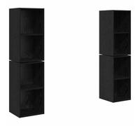 Qnhdfrt 4-Piece Wall Mounted TV Cabinet Set, Black Oak