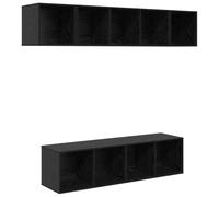 Qnhdfrt 4-Piece Wall Mounted TV Stand Set, Black Oak Engineered Wood