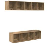 Qnhdfrt 4-Piece Wall Mounted TV Stand Set, Engineered Wood, Artisan Oak