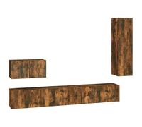 Qnhdfrt 4-Piece Wall Mounted TV Stand, Smoked Oak Engineered Wood