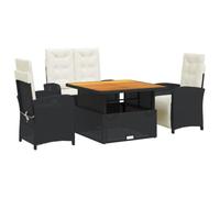 Qnhdfrt 4-Piece Wicker Patio Furniture Set with Lift-Top Table, Black