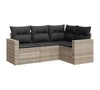 Qnhdfrt 4-Piece Wicker Patio Furniture Set with Light Gray Cushions