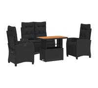 Qnhdfrt 4-Piece Wicker Patio Set with Reclining Chairs & Lift-Top Table