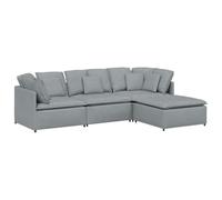 Qnhdfrt 4-Seat Modular Fabric Sofa with Ottoman, Light Gray