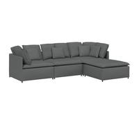 Qnhdfrt 4-Seat Modular Sectional Sofa with Ottoman, Dark Gray Fabric
