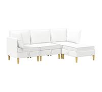Qnhdfrt 4-Seat Modular Sectional Sofa with Storage Ottoman, White Fabric