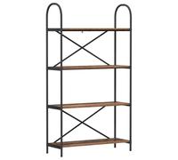 Qnhdfrt 4-Tier Industrial Bookshelf, Engineered Wood and Steel Frame