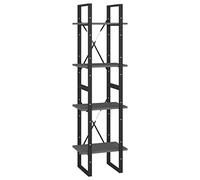 Qnhdfrt 4-Tier Industrial Solid Pine Wood Bookshelf, Grey