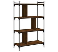Qnhdfrt 4-Tier Metal Frame Bookshelf, Brown Oak