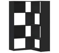 Qnhdfrt 4-Tier Modular L-Shaped Corner Bookshelf, Engineered Wood, Black