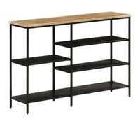 Qnhdfrt 4-Tier Solid Mango Wood and Iron Industrial Console Table