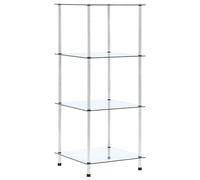 Qnhdfrt 4-Tier Tempered Glass Display Shelf, Stainless Steel Frame