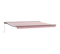 Qnhdfrt 450x300 cm Retractable Patio Awning, Red and White Polyester