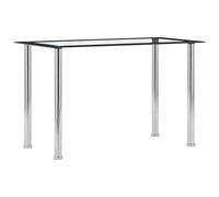 Qnhdfrt 47" Tempered Glass Dining Table, Stainless Steel Frame, Clear/Black