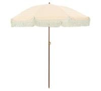 Qnhdfrt 5.2ft Tilting Steel Beach Umbrella, Yellow and White