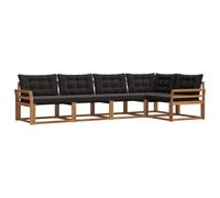 Qnhdfrt 5-Piece Acacia Wood Modular Outdoor Sofa Set, Natural/Black