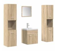 Qnhdfrt 5-Piece Bathroom Vanity Set with Ceramic Sink, Sonoma Oak