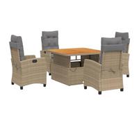 Qnhdfrt 5-Piece Beige PE Rattan Patio Dining Set with Lift-Top Table