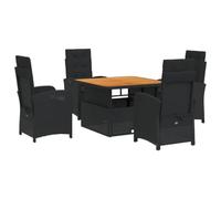 Qnhdfrt 5-Piece Black PE Rattan Patio Dining Set with Lift-Top Table