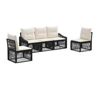 Qnhdfrt 5-Piece Black PE Rattan Patio Sofa Set