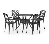 Qnhdfrt 5-Piece Cast Aluminum Bistro Set with Umbrella Hole, Black