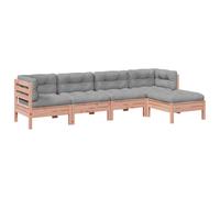 Qnhdfrt 5-Piece Douglas Fir Wood Outdoor Modular Sofa Set