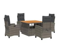 Qnhdfrt 5-Piece Grey Wicker Patio Dining Set with Lift-Top Table